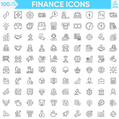 Finance, investments, financial management line icons