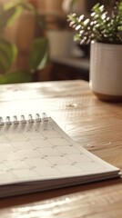 : Close-up time-lapse view of a calendar notebook with flipping pages