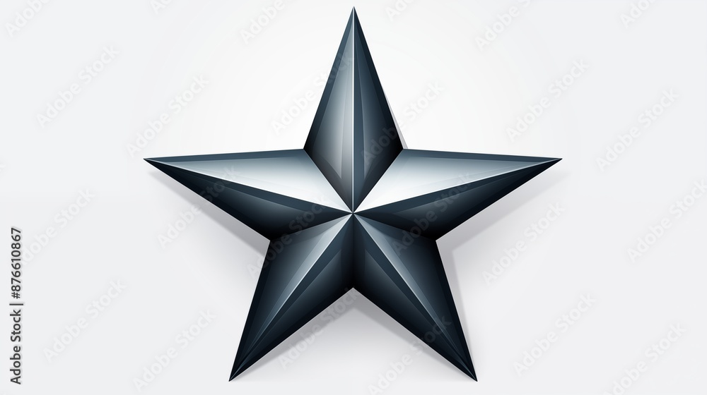 Sticker Silver Metallic Five-Pointed Star with 3D Appearance