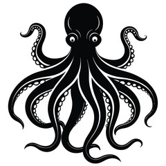 Octopus Silhouette vector illustration black and white