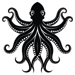 Octopus Silhouette vector illustration black and white