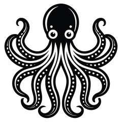 Octopus Silhouette vector illustration black and white