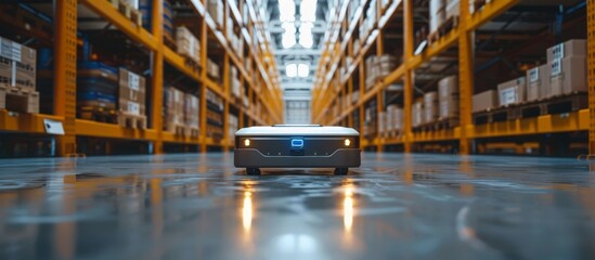 Automated Warehouse Assistant - Futuristic Robot Technology in Logistics Operations