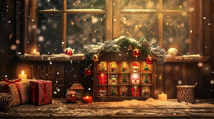 Christmas Advent calendar still life stock photo