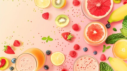 Blended mixture of fruits and yogurt for a nutritious boost background.