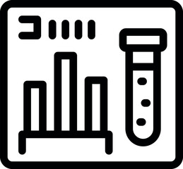 Laboratory equipment displaying growing statistics results with a test tube
