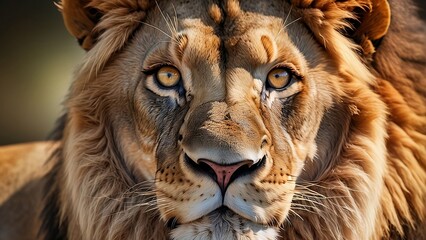 Naklejka premium portrait of a lion,High definition, clearly focused lion's face, portrait
