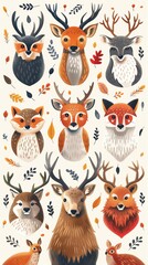 Fototapeta premium animal vector flat design top view wildlife theme cartoon drawing colored pastel