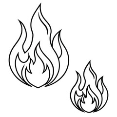 Fire icon collection, Fire flame symbol, Bonfire silhouette logotype, Flames symbols set flat style - stock vector, Silhouette vector illustration