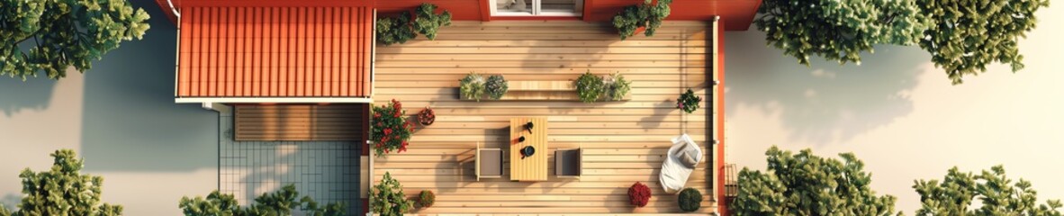 wooden house country vector flat design top view rustic countryside theme cartoon drawing colored pastel