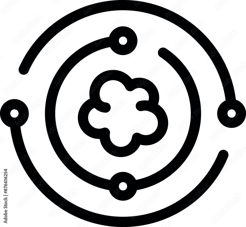 Poster cloud computing system is connecting devices in a network, symbolizing data storage and online acces