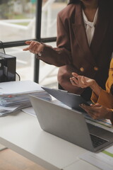 Team of business people working together in the meeting room office, teamwork background charts and graphs banner, double exposure successful teamwork,business planning concept.
