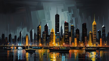 city skyline at night