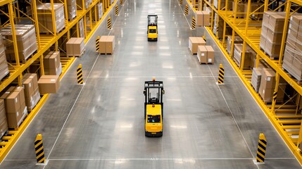 Modern warehouse with automated systems for freight dispatch and haulage, efficient and streamlined transport operations, cutting-edge logistics