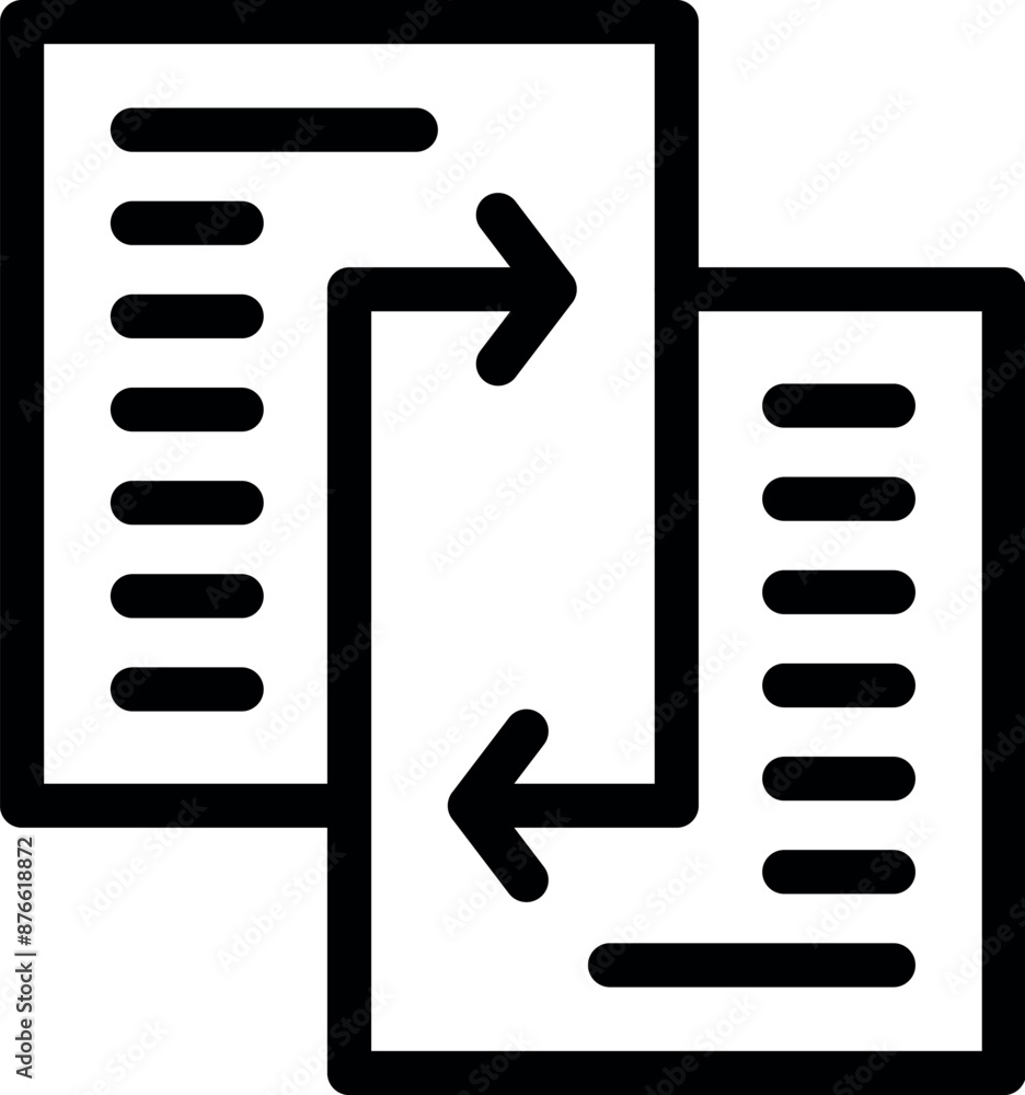 Poster black outline icon of two documents exchanging data representing file transfer