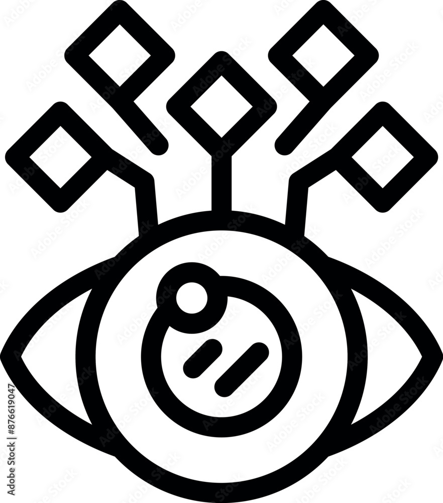 Aufkleber digital eye receiving information through digital signals, a visual representation of data analysis 