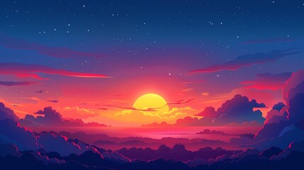 sky vector flat design front view overcast sky theme 3D render Triadic Color Scheme