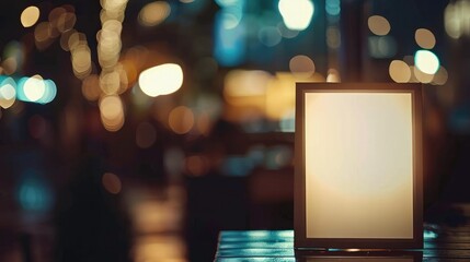 Modern Stand Mock-Up Featuring Menu Frame Tent Card with Blurred Background and Key Visual Layout in Raw Stylized Design for Restaurant Advertising and Branding