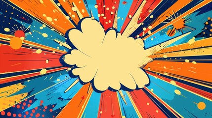 Superhero-themed invite featuring a bright explosion background, bold design, space for event details