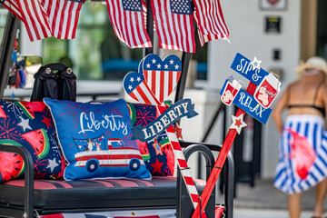 golf cart with patriotic decorations