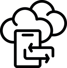 Obraz premium Simple design icon of a smartphone synchronizing with the cloud