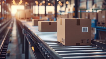 A conveyor belt with boxes on it
