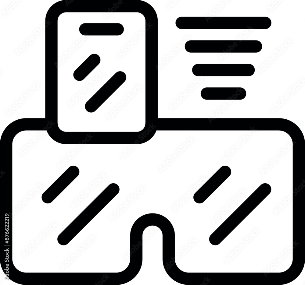 Poster simple icon of vr glasses is showing augmented reality data