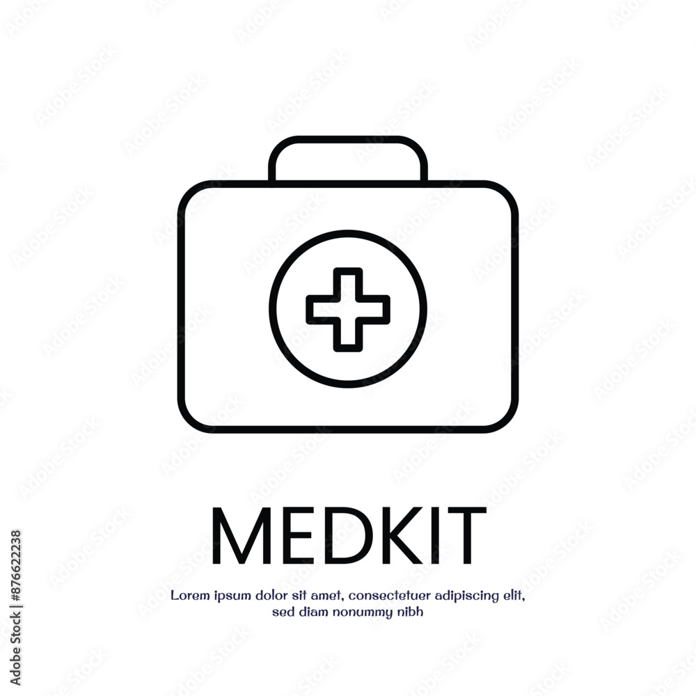Poster medkit thin outline icon vector design good for web or mobile app
