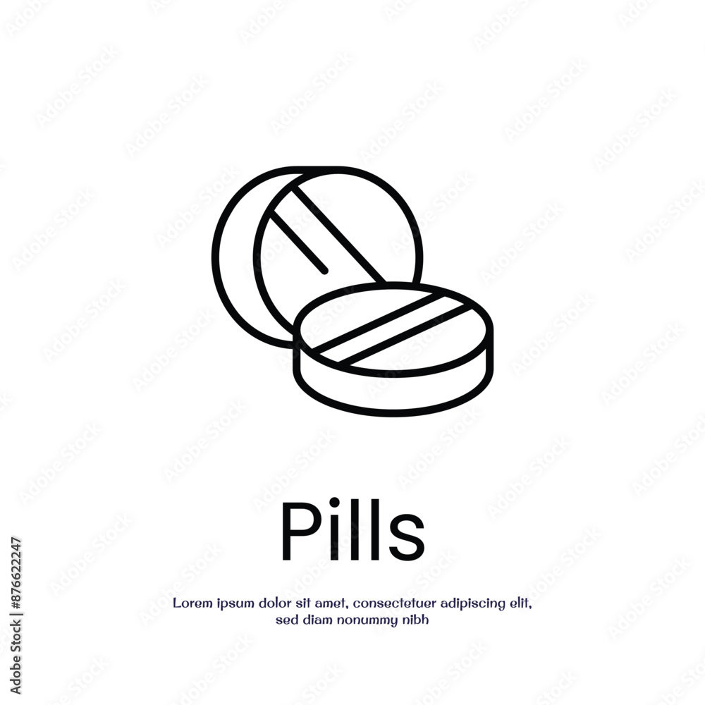Poster pill thin outline icon vector design good for web or mobile app