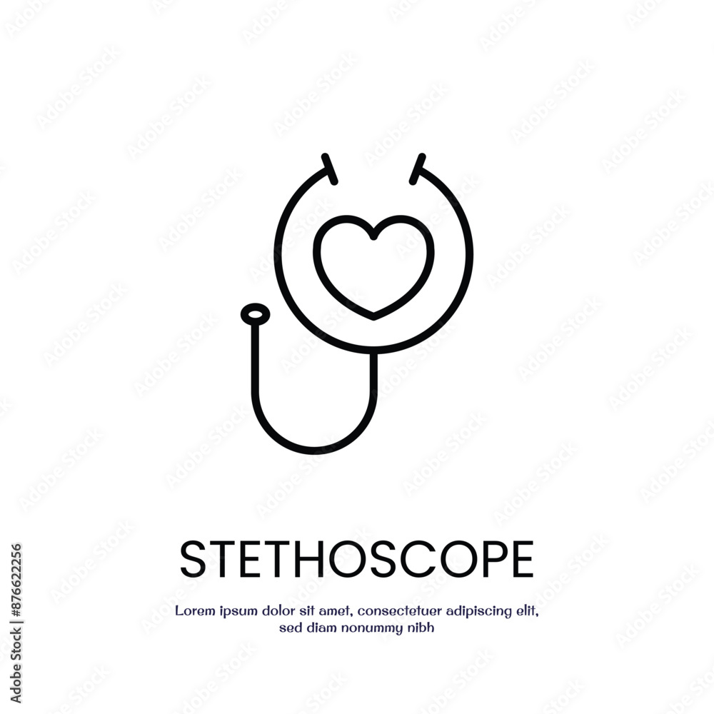 Poster stethoscope thin outline icon vector design good for web or mobile app