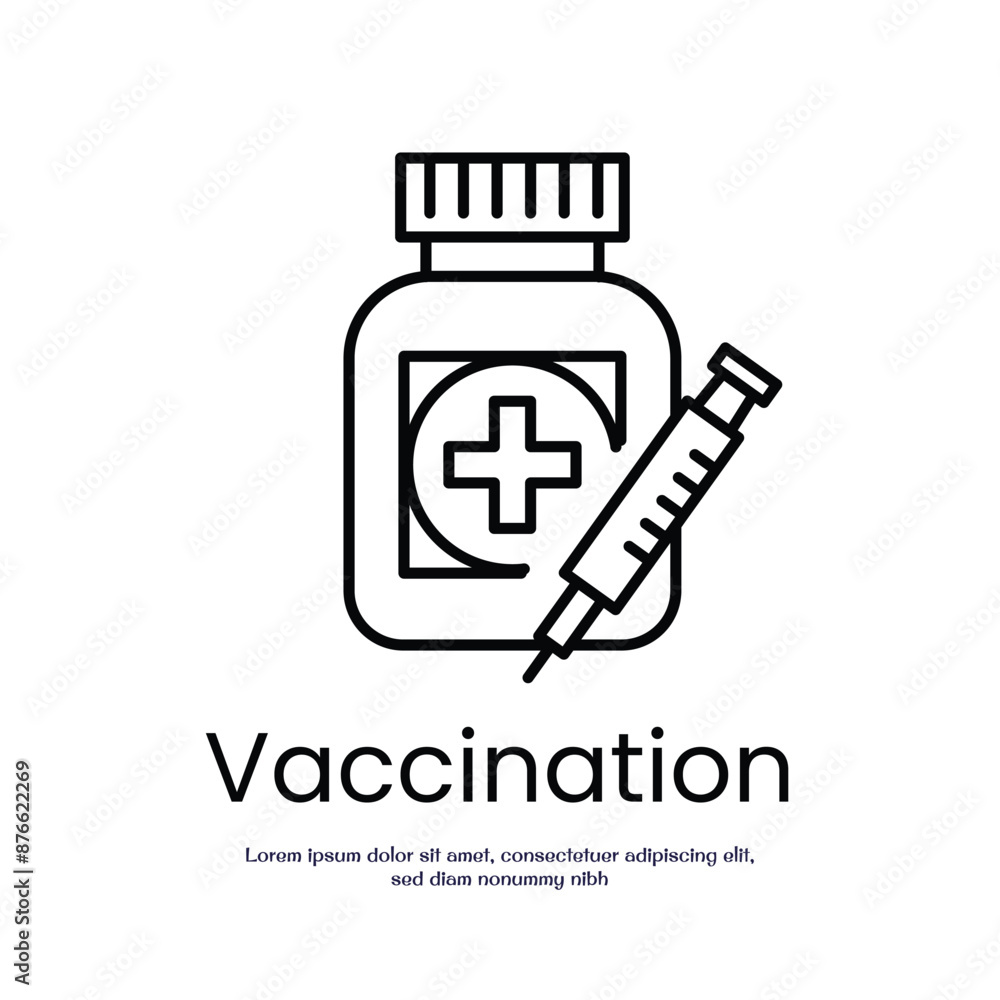 Poster vaccination thin outline icon vector design good for web or mobile app