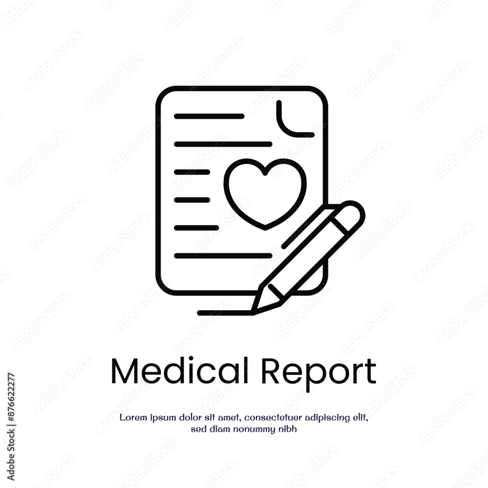 Poster medical report thin outline icon vector design good for web or mobile app