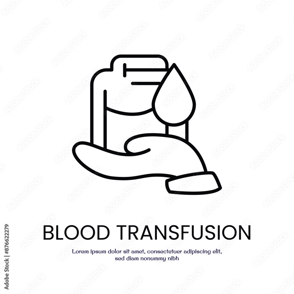Poster blood transfusion thin outline icon vector design good for web or mobile app