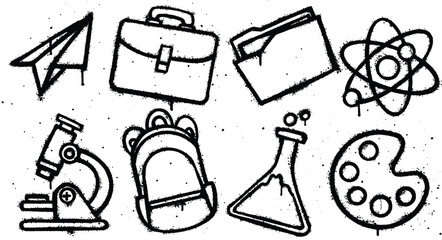 Set of graffiti spray paint education elements Illustration © Setitikcartoon