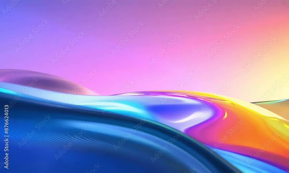 Wall mural A vibrant and dynamic scene where a colorful abstract wave undulates and transforms fluidly (mov)