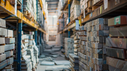 Obraz premium Warehouse Aisle with Building Materials
