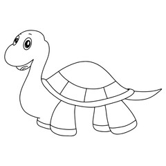 Hand drawn line continuous turtle isolated on transparent background. cartoon style vector illustration.