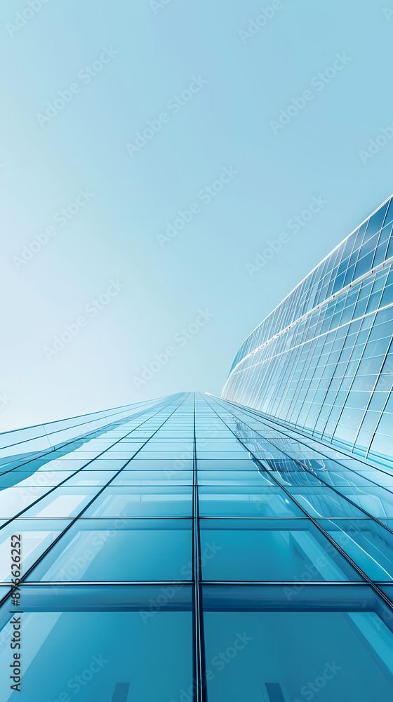 Wall mural Close-up of the curved glass curtain wall of an office building