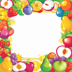 Colorful Fruit Border with White Background for Food Design