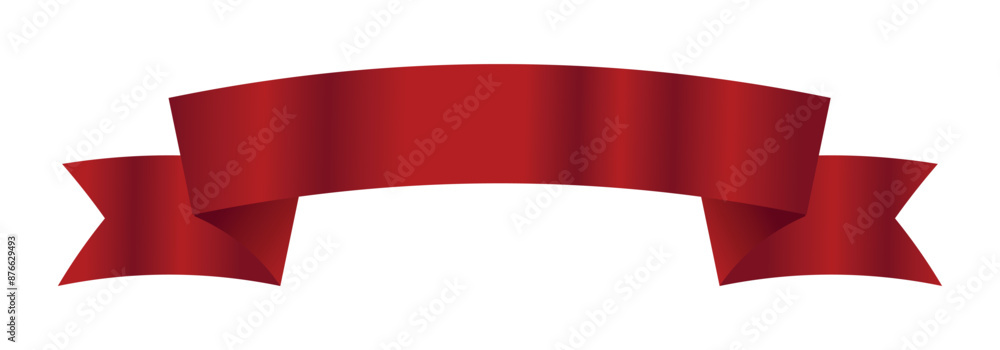 Poster red ribbon banner ,red bow with realistic ribbon shiny satin, gradient red, vector illustration, vec