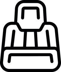 Simple line icon of a baby car seat, emphasizing the importance of child safety during car journeys