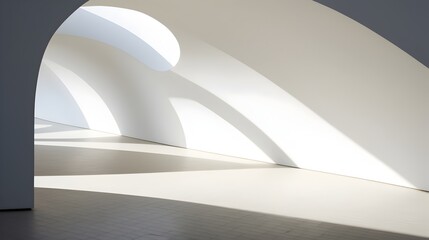 Fototapeta premium Minimalist Architectural Curves and Shadows in Tranquil Public Space