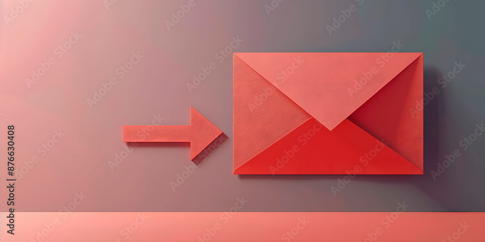 Poster red letter envelope with red date. message arrival concept