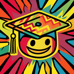 Obraz premium Colorful pop art painting of graduation with bright colors