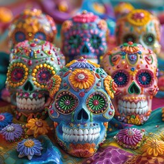 Intricately Decorated D&iacute;a de los Muertos Sugar Skulls