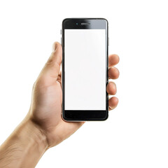 Editorialized Title: Close-up of a Hand Holding a Smartphone with a Blank Screen.technology