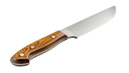 Closeup of a Kitchen Knife with Wooden Handle.