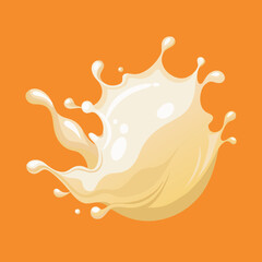Realistic Orange Background with Realistic Milk Splash