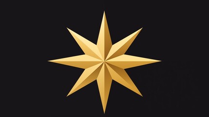 Obraz premium Elegant Eight-Pointed Gold Star Design on Black Background