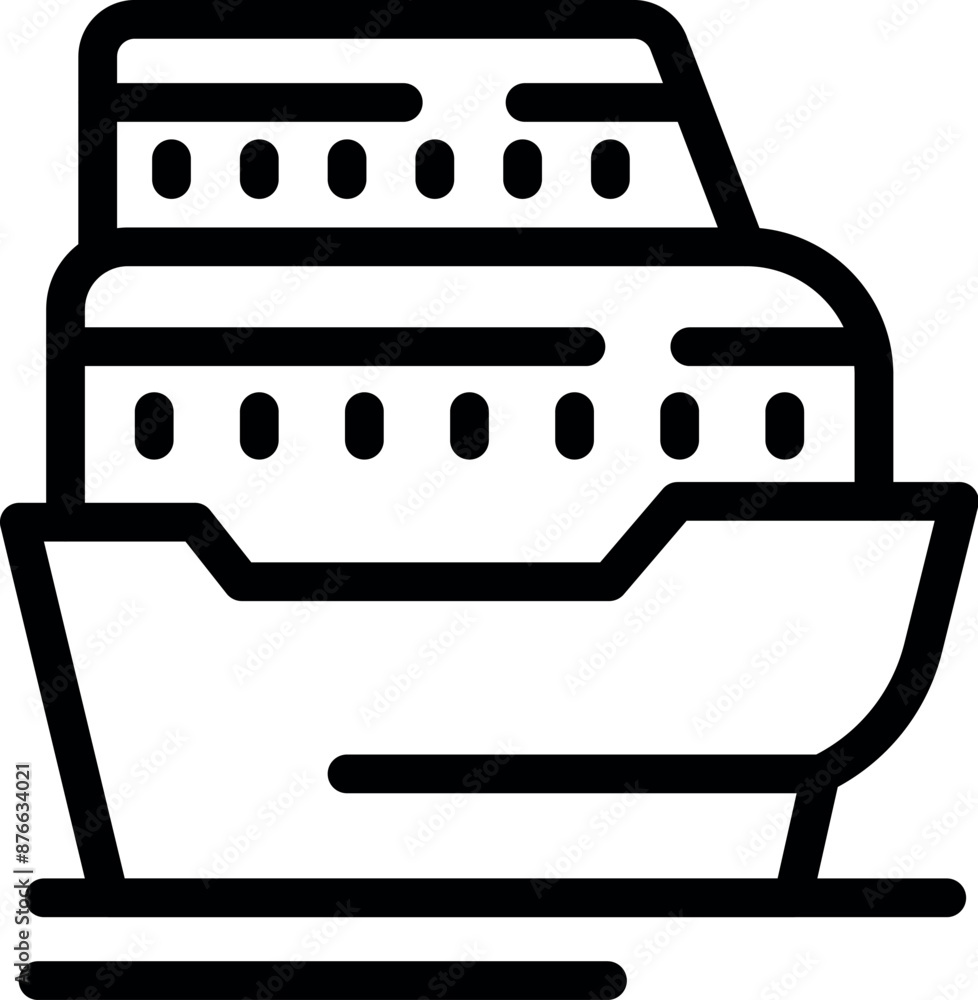 Poster big cruise liner floating on water surface icon. outline big cruise liner floating on water surface 